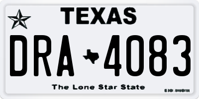 TX license plate DRA4083