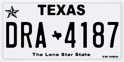 TX license plate DRA4187