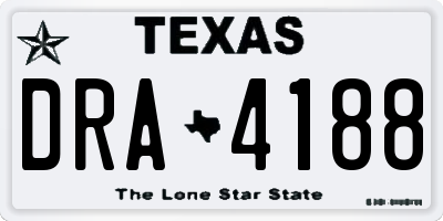 TX license plate DRA4188