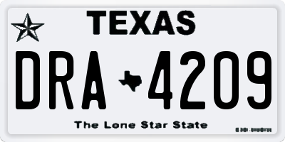 TX license plate DRA4209