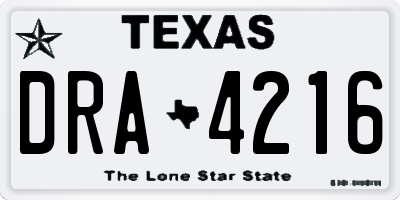 TX license plate DRA4216