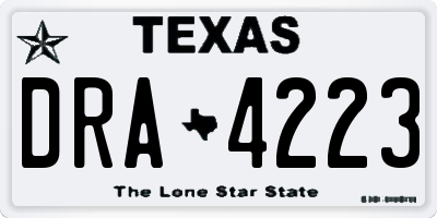 TX license plate DRA4223