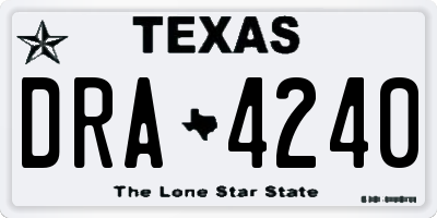 TX license plate DRA4240