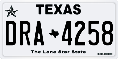 TX license plate DRA4258