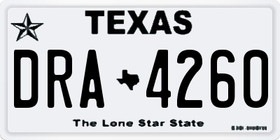 TX license plate DRA4260