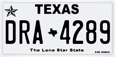 TX license plate DRA4289