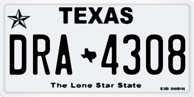 TX license plate DRA4308