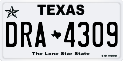 TX license plate DRA4309