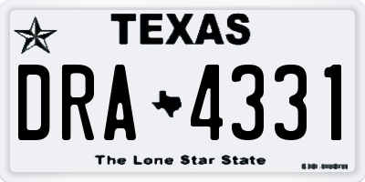 TX license plate DRA4331