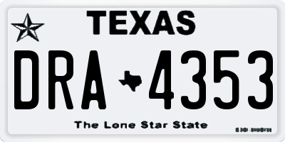 TX license plate DRA4353