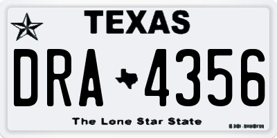TX license plate DRA4356