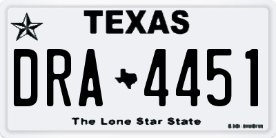 TX license plate DRA4451