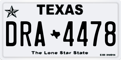 TX license plate DRA4478