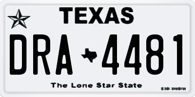 TX license plate DRA4481