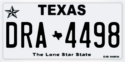 TX license plate DRA4498