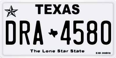 TX license plate DRA4580