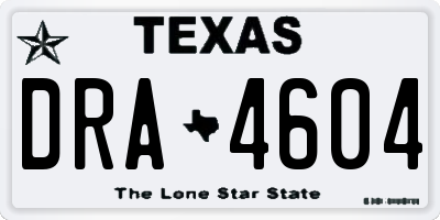 TX license plate DRA4604