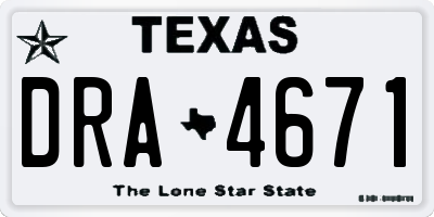 TX license plate DRA4671