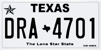 TX license plate DRA4701