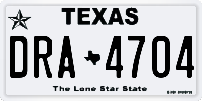 TX license plate DRA4704
