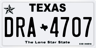 TX license plate DRA4707