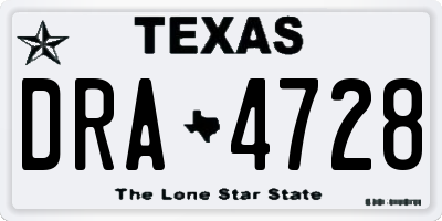 TX license plate DRA4728