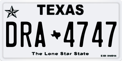 TX license plate DRA4747