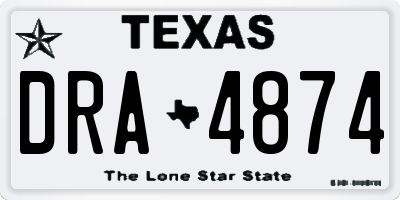 TX license plate DRA4874