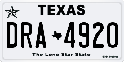 TX license plate DRA4920