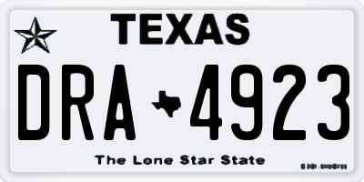 TX license plate DRA4923