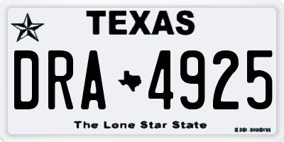 TX license plate DRA4925