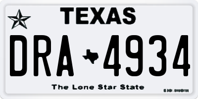 TX license plate DRA4934