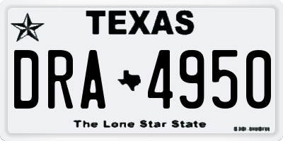 TX license plate DRA4950