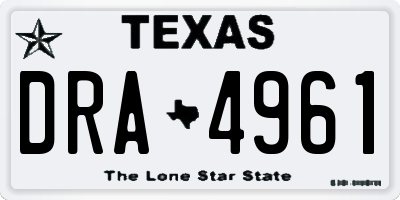 TX license plate DRA4961