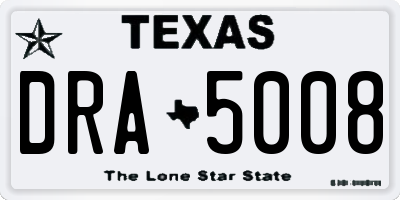 TX license plate DRA5008