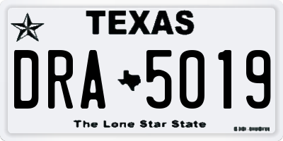TX license plate DRA5019