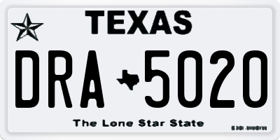 TX license plate DRA5020
