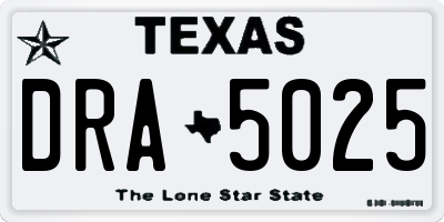 TX license plate DRA5025