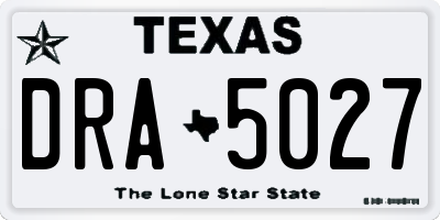 TX license plate DRA5027