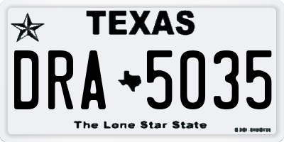 TX license plate DRA5035