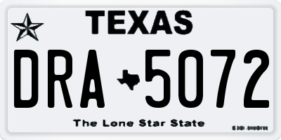 TX license plate DRA5072