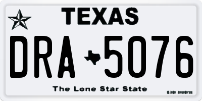 TX license plate DRA5076