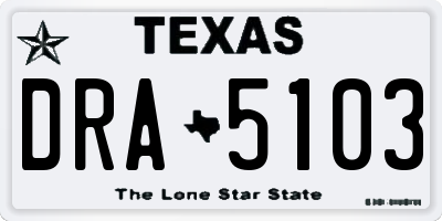 TX license plate DRA5103