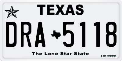 TX license plate DRA5118