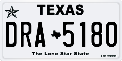 TX license plate DRA5180