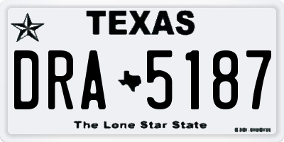 TX license plate DRA5187