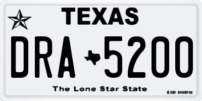 TX license plate DRA5200