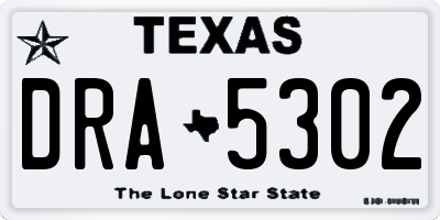 TX license plate DRA5302