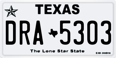 TX license plate DRA5303