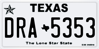 TX license plate DRA5353